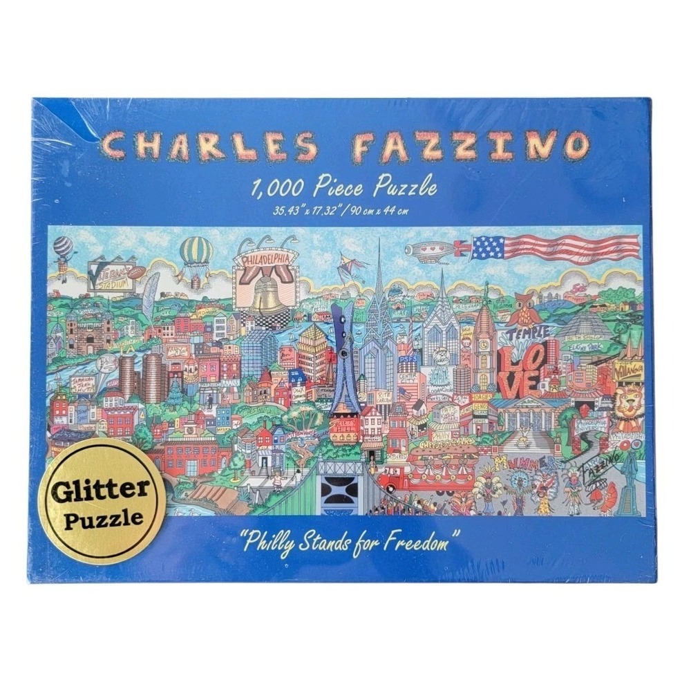 Charles Fazzino Philly Stands for Freedom 1000pc Glitter Jigsaw Puzzle NEW